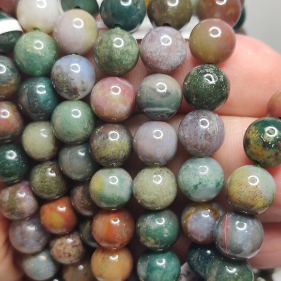 FANCY JASPER STRETCHY ROUND 8mm BRACELET NATURAL STONE w/ FREE FELT POUCH-B810 - Picture 5 of 14